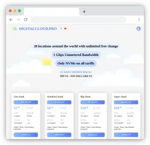 digitalcloud：全球24个机房(美国/香港/新加坡等)，低至$2.3/月，1G内存/1核/25gNVMe/1Gbps（不限流量）-微麦兔